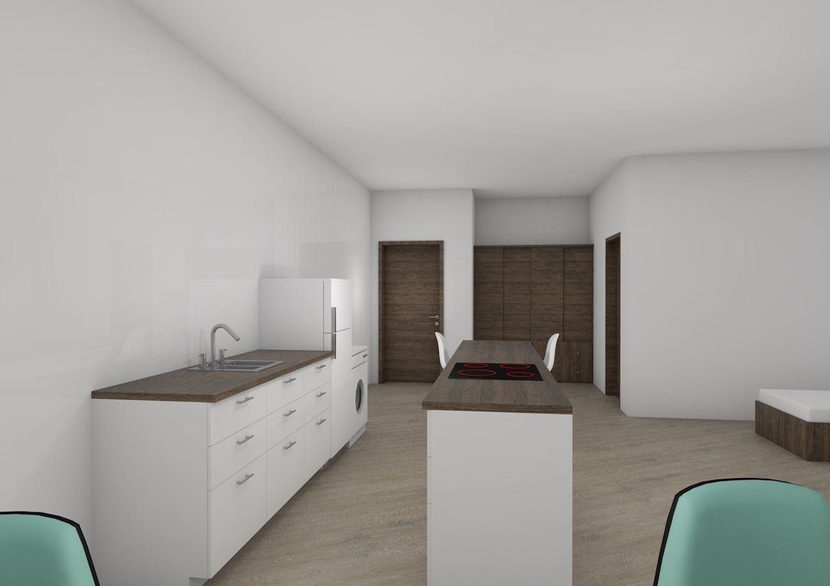 Habitación tipo: kitchenette y zona de estudio propias